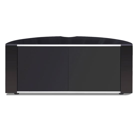 Sanja Small Corner High Gloss TV Stand With Doors In Black_4