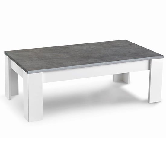 Product photograph of Sion Wooden Coffee Table In Matt White And Concrete Effect from Furniture in Fashion