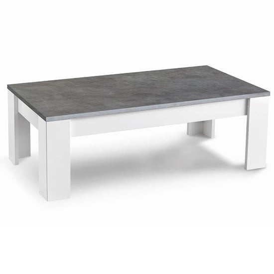 Read more about Sion wooden coffee table in matt white and concrete effect