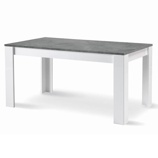 Product photograph of Sion Dining Table 160cm In Matt White And Concrete Effect from Furniture in Fashion