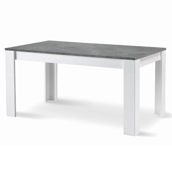 Sion Dining Table 190cm In Matt White And Concrete Effect