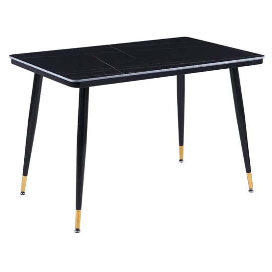Sion Sintered Ceramic Stone Dining Table In Black