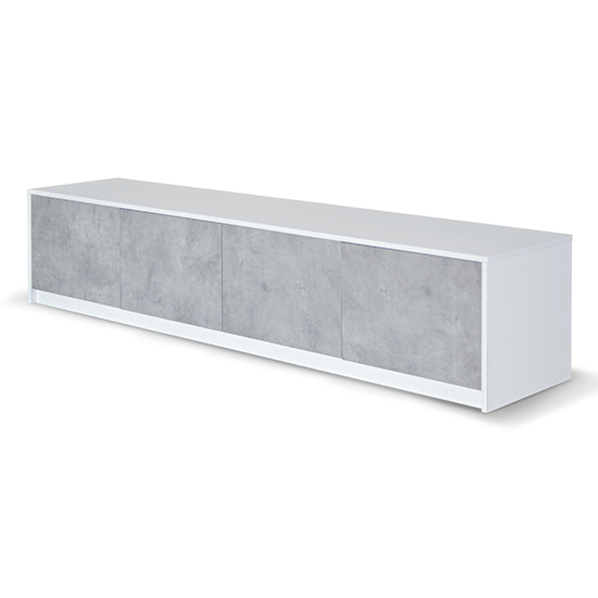 Read more about Sion tv stand 4 doors in matt white and concrete effect