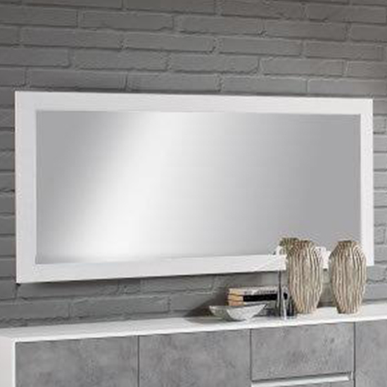 Read more about Sion wall mirror rectangular large in matt white wooden frame