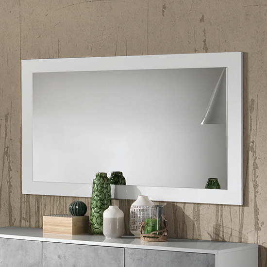 Read more about Sion wall mirror rectangular small in matt white wooden frame