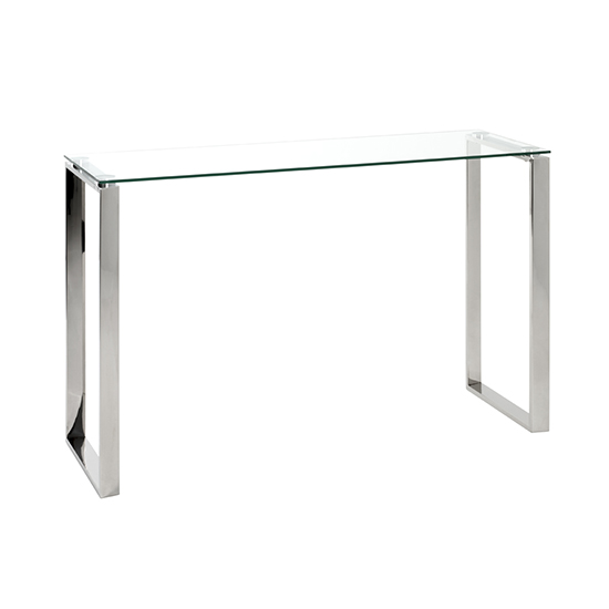Sioux Clear Glass Console Table With Stainless Steel Legs