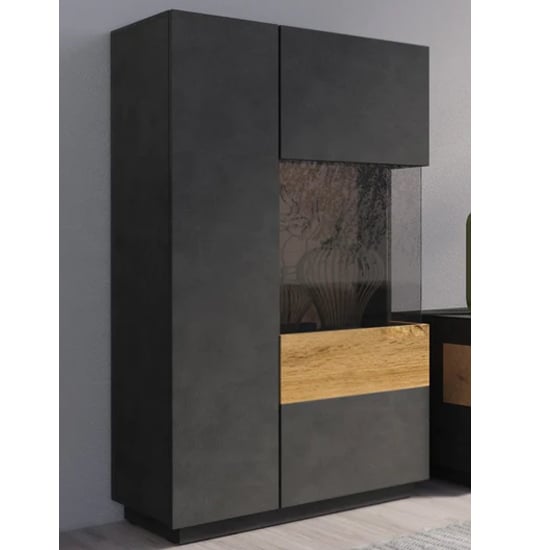 Product photograph of Sioux Display Cabinet Right 2 Doors In Matera And Oak With Led from Furniture in Fashion