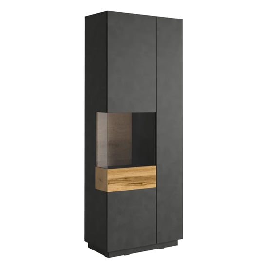 Product photograph of Sioux Display Cabinet Tall Left 2 Doors In Matera Oak And Led from Furniture in Fashion