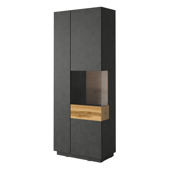 Product photograph of Sioux Display Cabinet Tall Right 2 Doors In Matera And Oak With Led from Furniture in Fashion