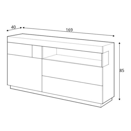 Sioux High Gloss Sideboard 1 Door 3 Drawers In White And Oak
