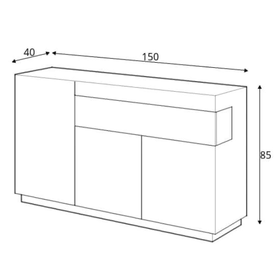 Sioux High Gloss Sideboard 3 Doors 1 Drawer In White And Oak