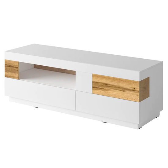 Sioux High Gloss TV Stand 1 Door 2 Drawers In White And Oak