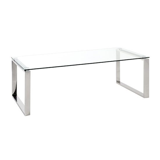 Sioux Rectangular Clear Glass Coffee Table With Chrome Legs