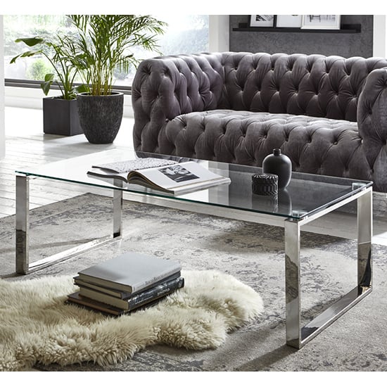 Sioux Rectangular Clear Glass Coffee Table With Chrome Legs
