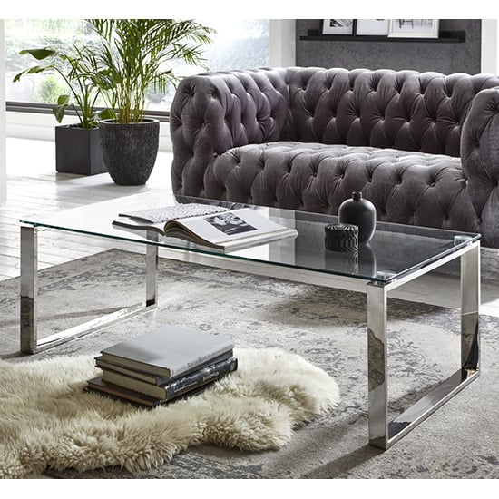 Read more about Sioux rectangular clear glass coffee table with chrome legs