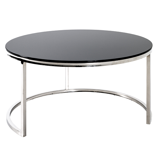 Sioux Round Set Of 2 Black Glass Coffee Tables With Chrome Legs_3