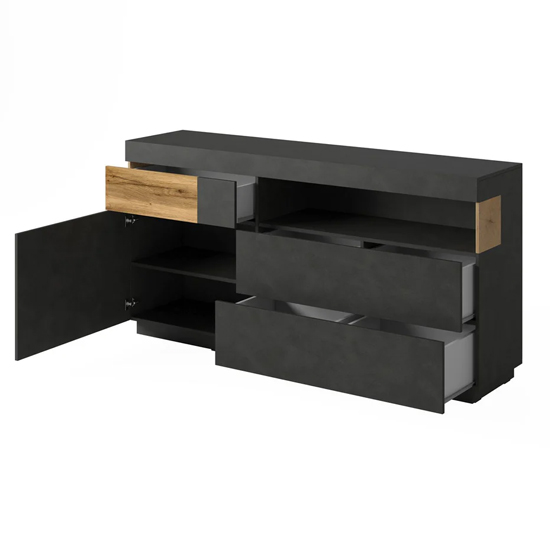 Sioux Wooden Sideboard With 1 Door 3 Drawers In Matera And Oak