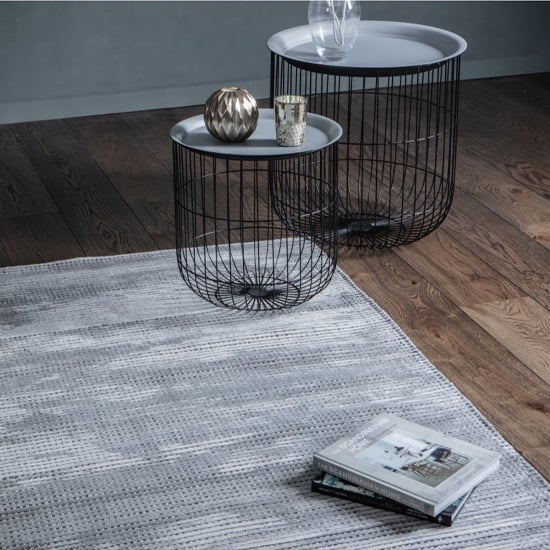 Sipeen Viscose And Polyster Fabric Rug In Silver