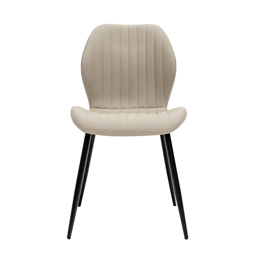 Sirel Stone Faux Leather Dining Chairs with Black Legs in Pair