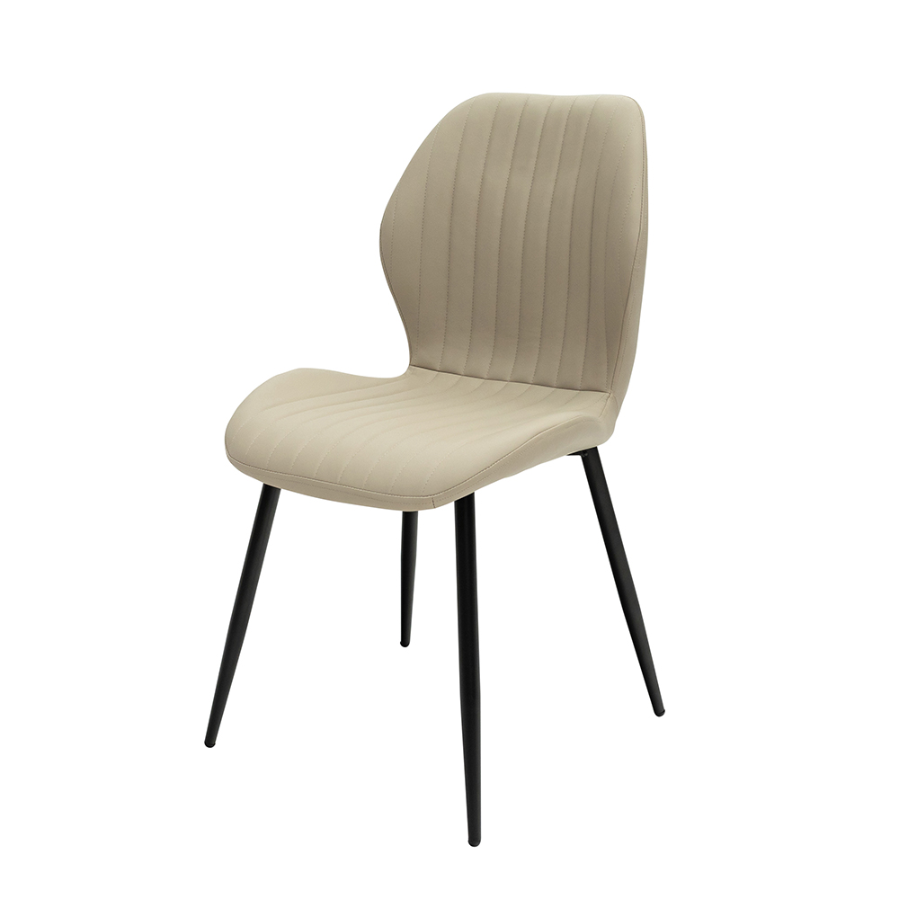 Sirel Stone Faux Leather Dining Chairs with Black Legs in Pair