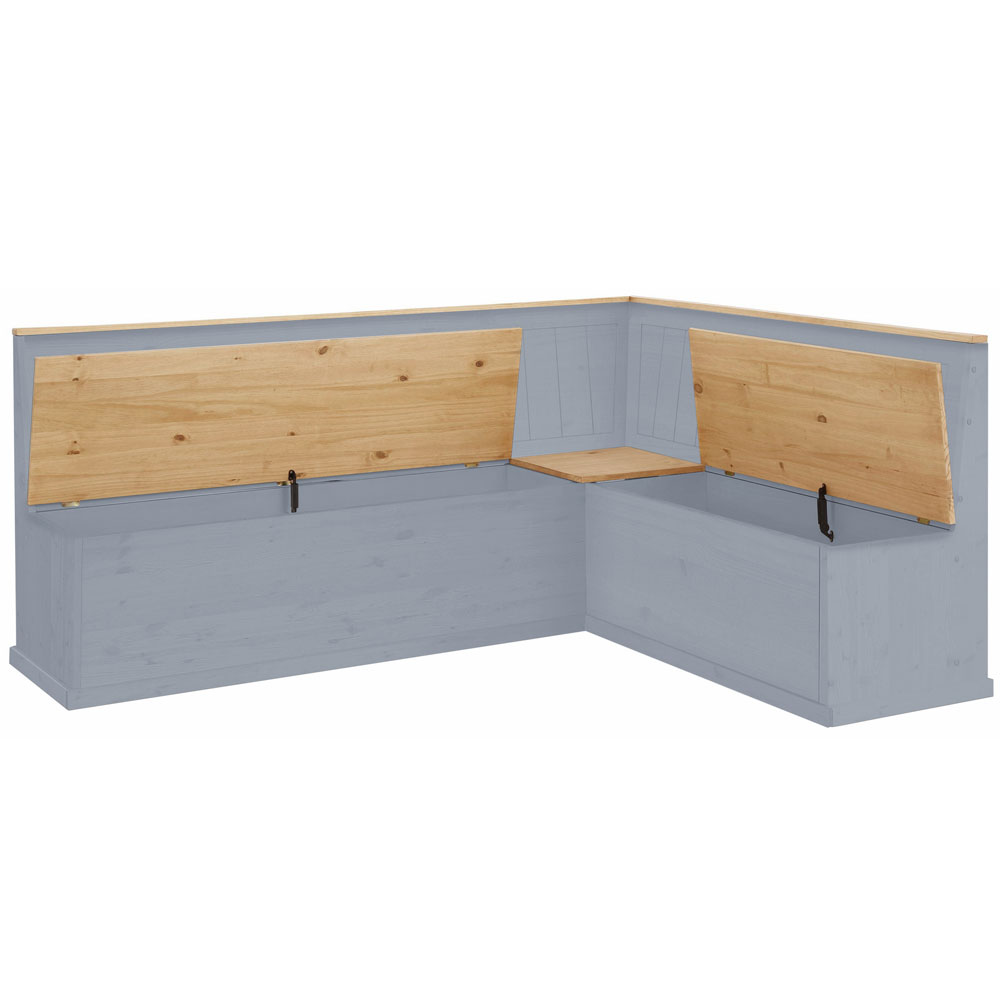Sireon Large Wooden Corner Dining Bench in Grey and Wax