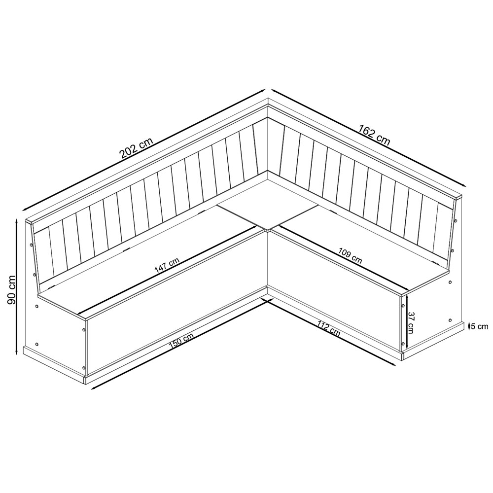 Sireon Large Wooden Corner Dining Bench in Natural