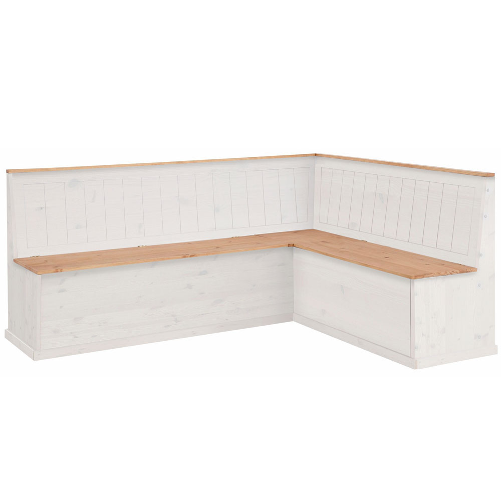 Sireon Large Wooden Corner Dining Bench in White and Wax