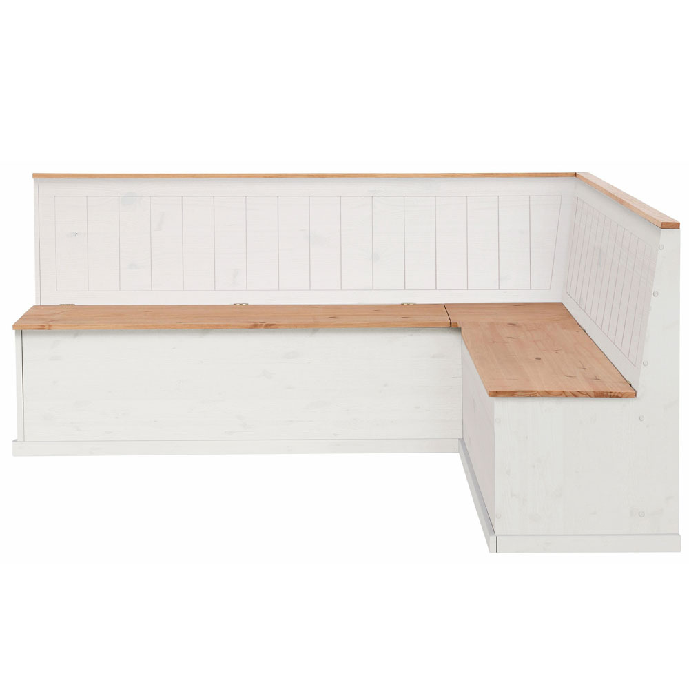 Sireon Large Wooden Corner Dining Bench in White and Wax