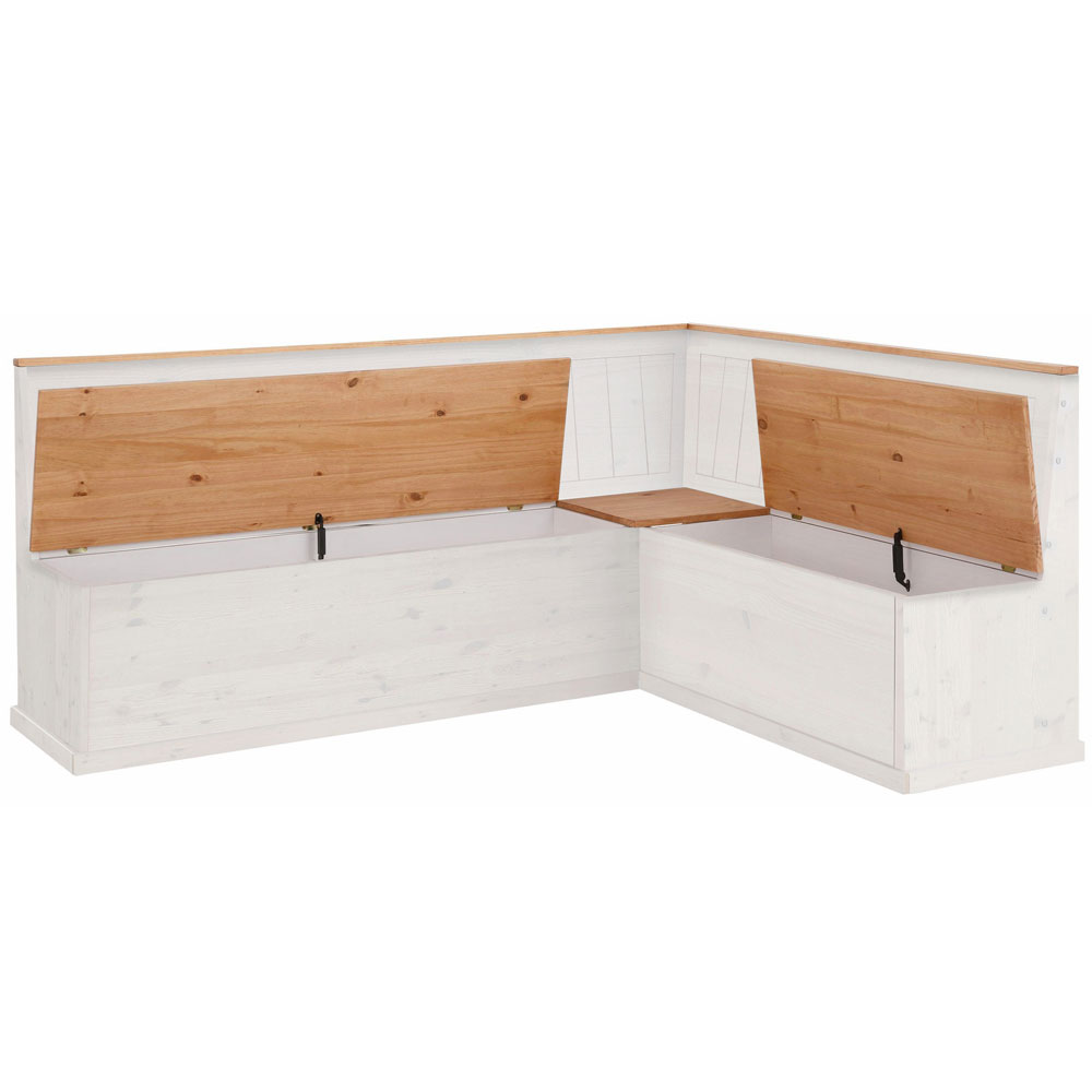 Sireon Large Wooden Corner Dining Bench in White and Wax