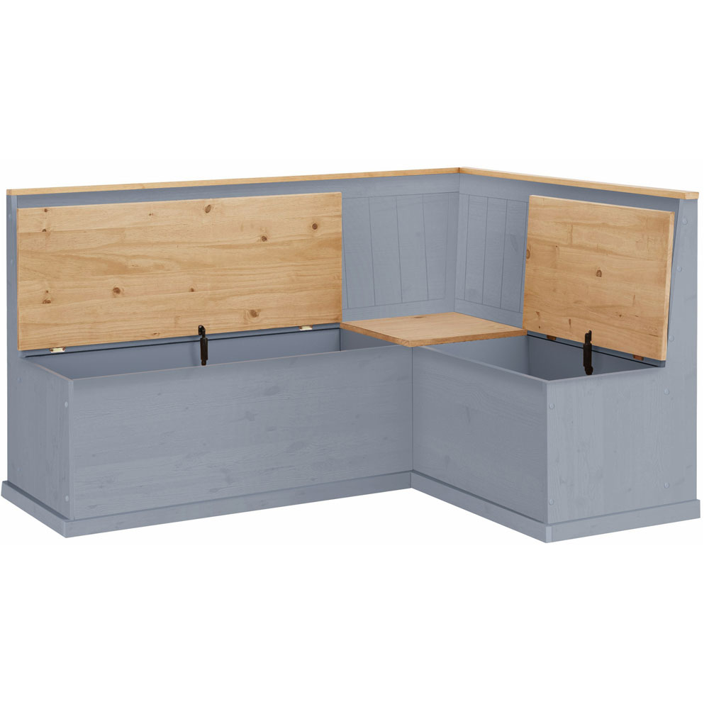 Sireon Small Wooden Corner Dining Bench in Grey and Wax