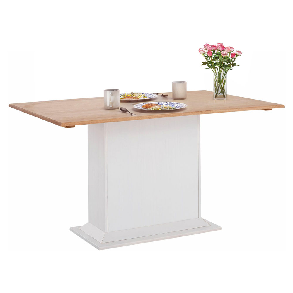 Sireon Wooden Dining Table in White and Wax