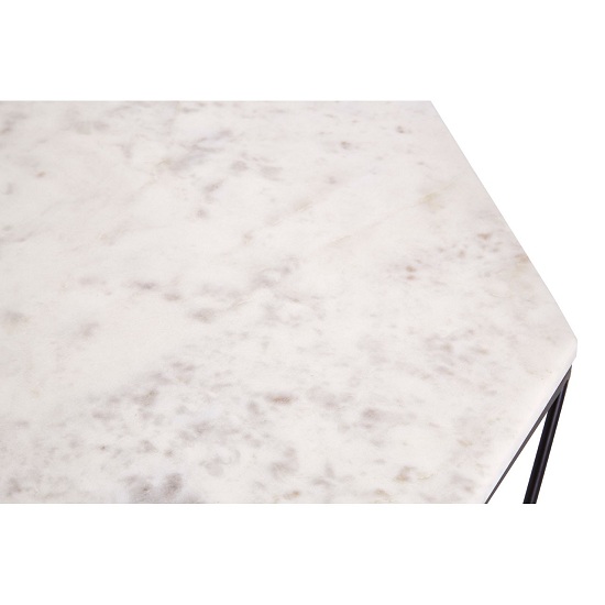 Shalom Octagonal White Marble Top Coffee Table With Black Frame