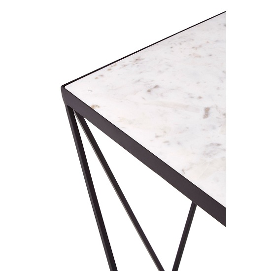 Shalom Square White Marble Top Side Table With Black Frame_3