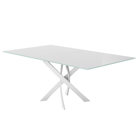 Staines Swivel Extending White Glass Dining Table_2