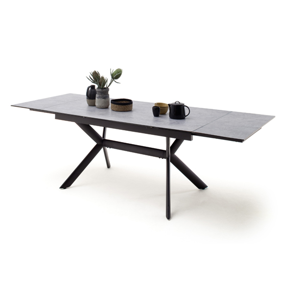 Product photograph of Siros Extending Glass Dining Table In Concrete Effect from Furniture in Fashion