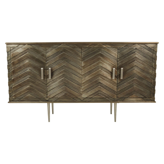 Siros Wooden Sideboard With 4 Doors In Metallic Silver_3