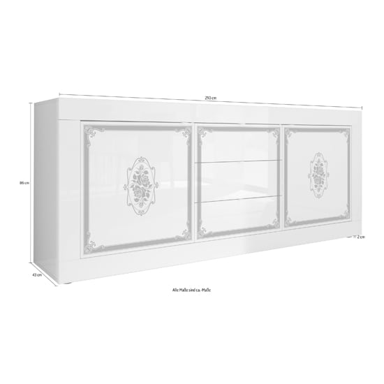 Sisseton High Gloss 2 Doors And 3 Drawers Sideboard In White_4