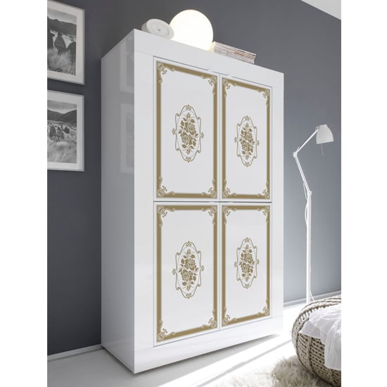 Read more about Sisseton high gloss 4 doors highboard in white