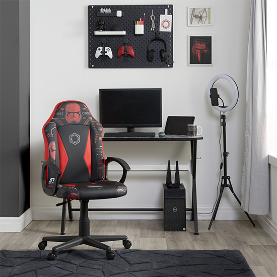 Product photograph of Sith Trooper Faux Leather Childrens Gaming Chair In Black from Furniture in Fashion