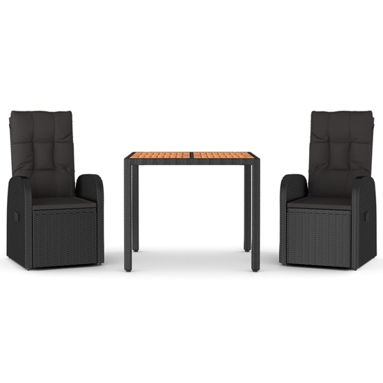 Sitka Poly Rattan 3 Piece Garden Dining Set In Black