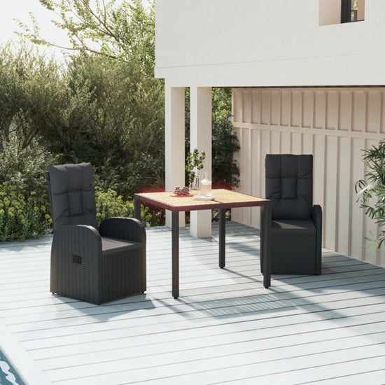 Sitka Poly Rattan 3 Piece Garden Dining Set In Black from Furniture in Fashion