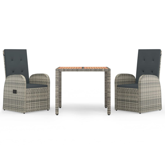 Sitka Poly Rattan 3 Piece Garden Dining Set In Grey