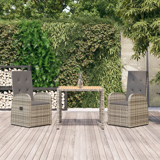Sitka Poly Rattan 3 Piece Garden Dining Set In Grey Furniture in Fashion