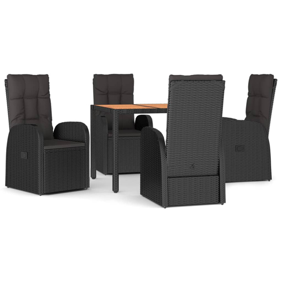 Sitka Poly Rattan 5 Piece Garden Dining Set In Black