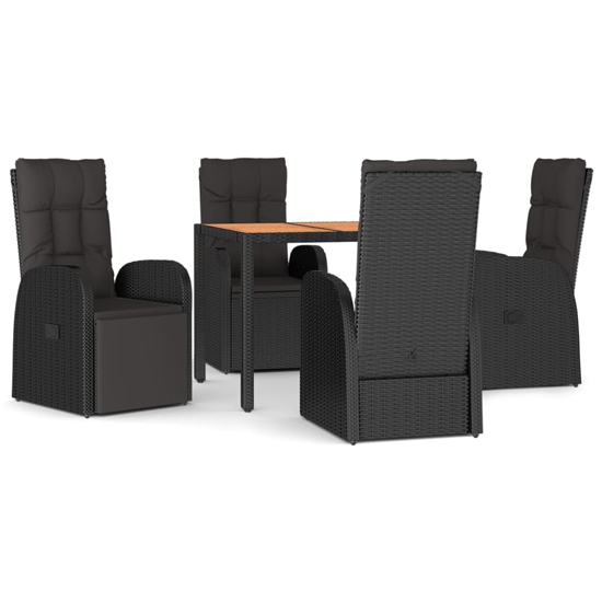 Sitka Rattan 5 Piece Garden Dining Set With Footrests In Black