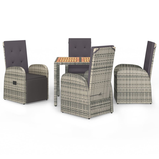 Sitka Rattan 5 Piece Garden Dining Set With Footrests In Grey