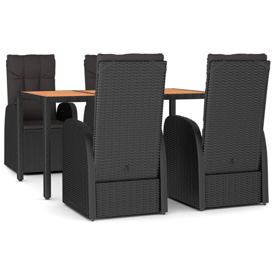 Sitka Poly Rattan 5 Piece Garden Dining Set Large In Black