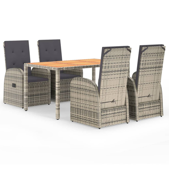 Sitka Poly Rattan 5 Piece Garden Dining Set Large In Grey