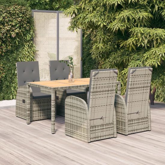 Sitka Poly Rattan 5 Piece Garden Dining Set Large In Grey