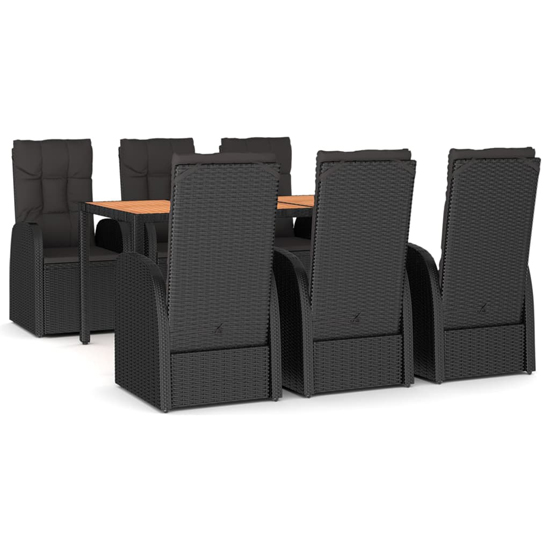 Sitka Poly Rattan 7 Piece Garden Dining Set In Black